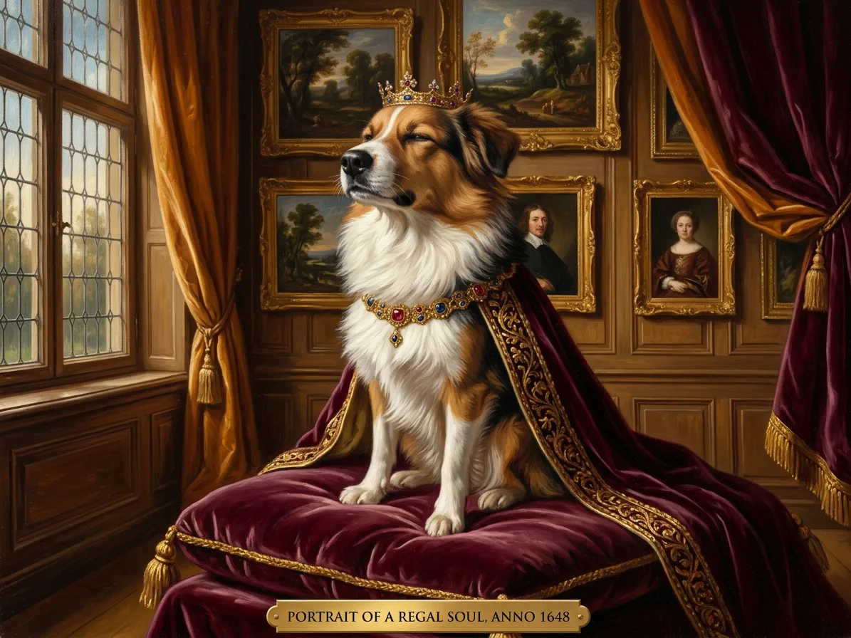 Custom pet portrait in royal style